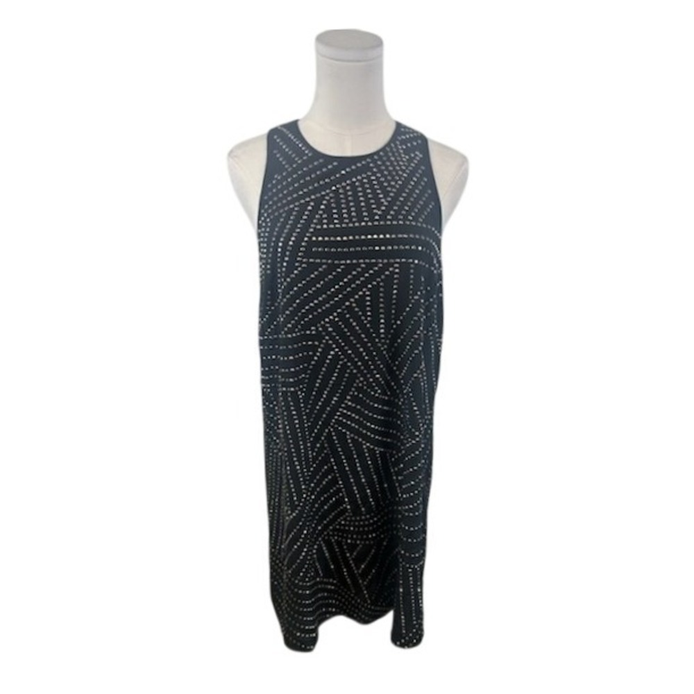 Trina‎ Turk Dress Women's Size 8 Black Rhinestone Sleeveless Cocktail 100% Silk